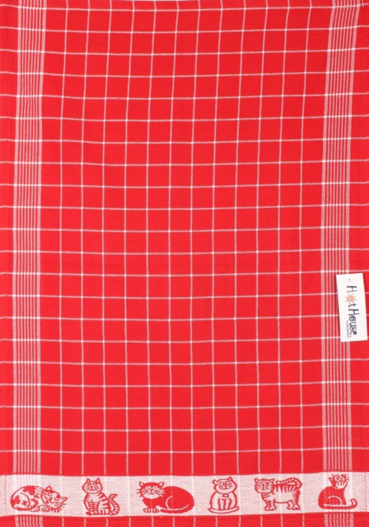 Tea Towel jacquard red Code: TT-JAC/CAT/RED  CLEARANCE$2.50ea image 0